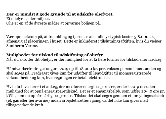 Muligheder for tilskud til udskiftning af oliefyr