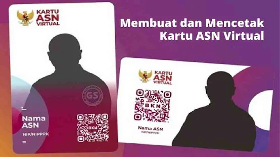 Membuat dan Mencetak Kartu ASN Virtual . Kartu ASN Virtual adalah Kartu identitas elektronik bagi ASN untuk memudahkan berbagai pelayanan ASN. merupakan format baru dari kartu sebelumnya, dengan penyegaran pada bagian foto dan dilengkapi dengan QR code sebagai validasi data ASN.