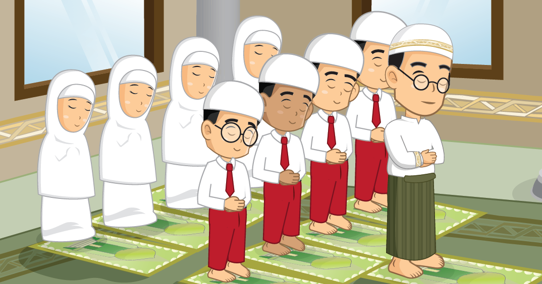  Gambar Orang Sholat Berjamaah Kartun