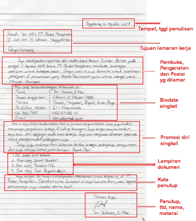 Contoh Surat Lamaran Kerja Tulis Tangan Dan Cara Membuatnya Kosngosan