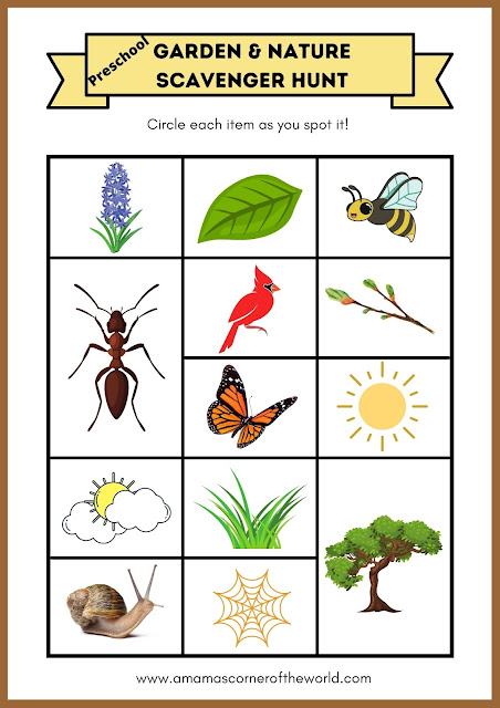 Printable Garden and Nature Scavenger Hunt