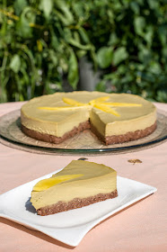 Raw mango cake served on plate