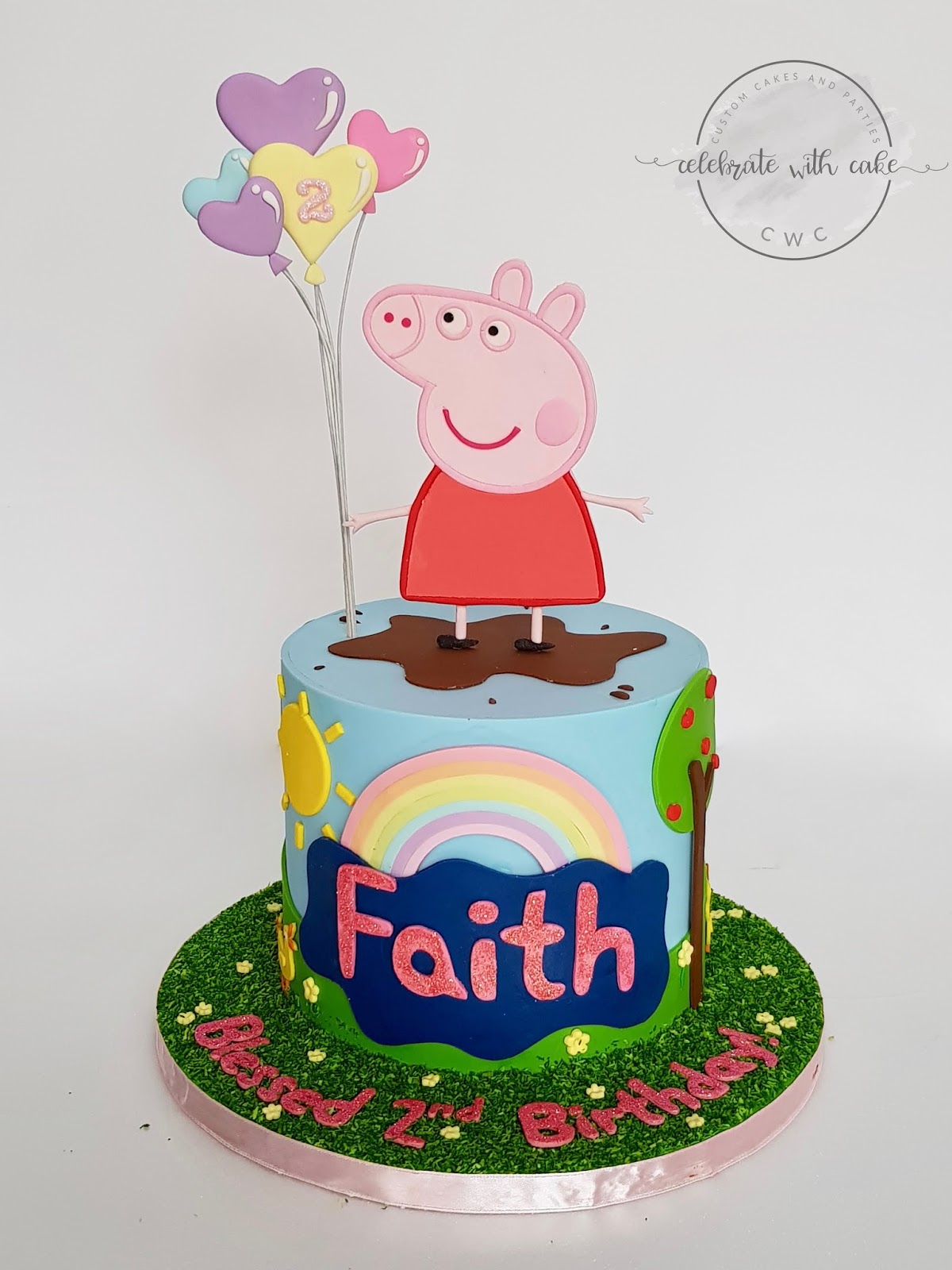 Celebrate With Cake Peppa Pig With Balloons Cake - roblox cake piggy