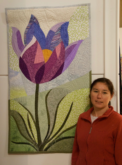 Pasque Flower quilt with author