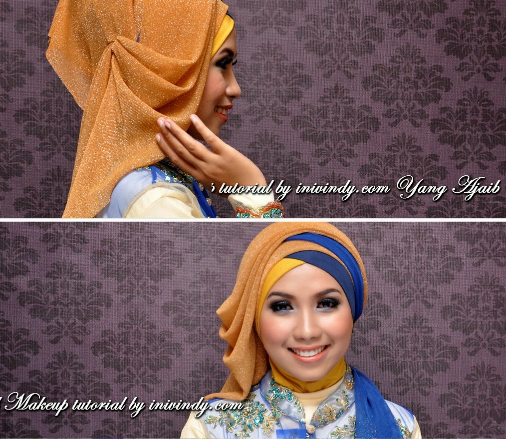 Jilbab Kebaya Wisuda Dua Warna Silang Tumpuk Dengan Kreasi 