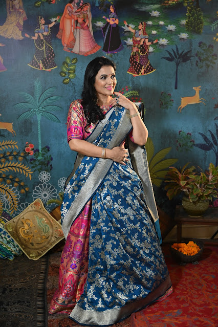 Kanjeevaram saree with Kutch Bandhej