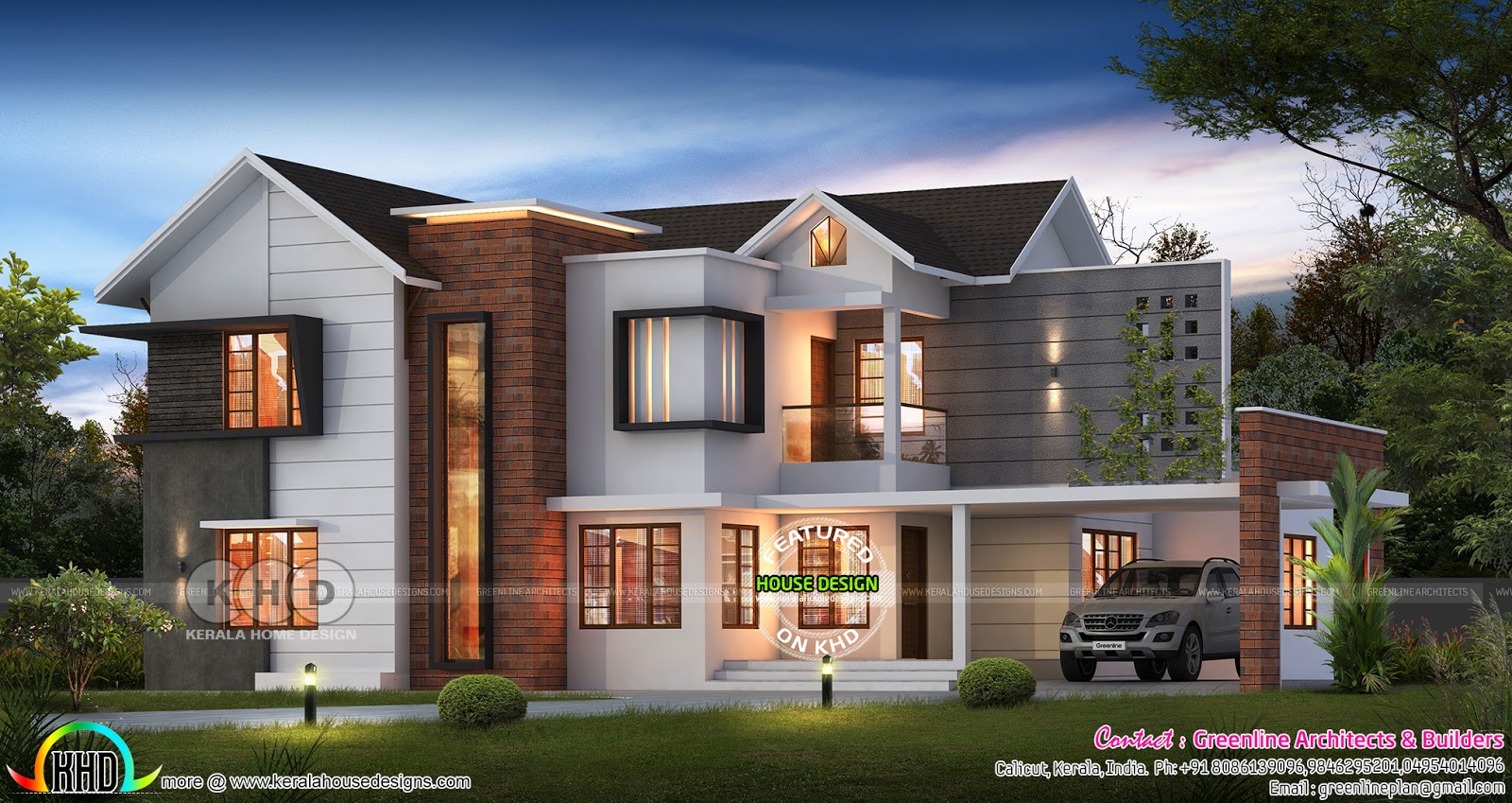  5  bedroom  modern house  plan  in 4100 sq ft Kerala  home  