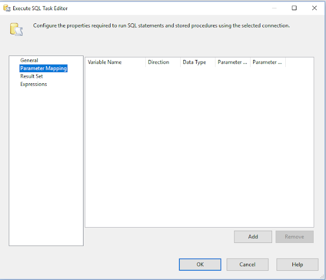 SSIS SQL Task Editor Parameter Mapping