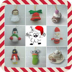 collage de varios amigurumis colgantes arbol de navidad