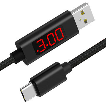 1M Data Cable 3A Type C Voltage Current LED Display Nylon Charging Data Cable for Samsung Xiaomi 