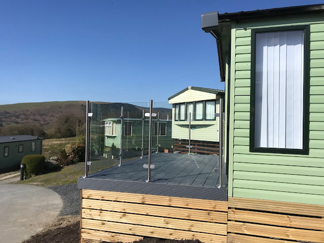 glass panel and steel post decking