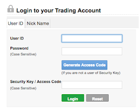 login screen of trading account