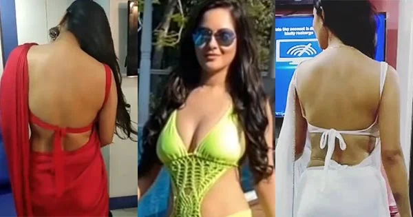 Puja Banerjee saree bikini backless cleavage