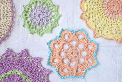 ByHaafner, crochet, pastel, doilies, doily, vintage style, granny chic