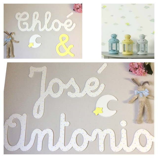 Nombres infantiles para decorar , pintados a mano