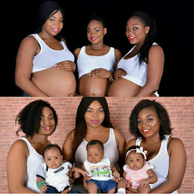  Photos: Three Nigerian friends who were pregnant at the same time share photos with their babies four months after birth