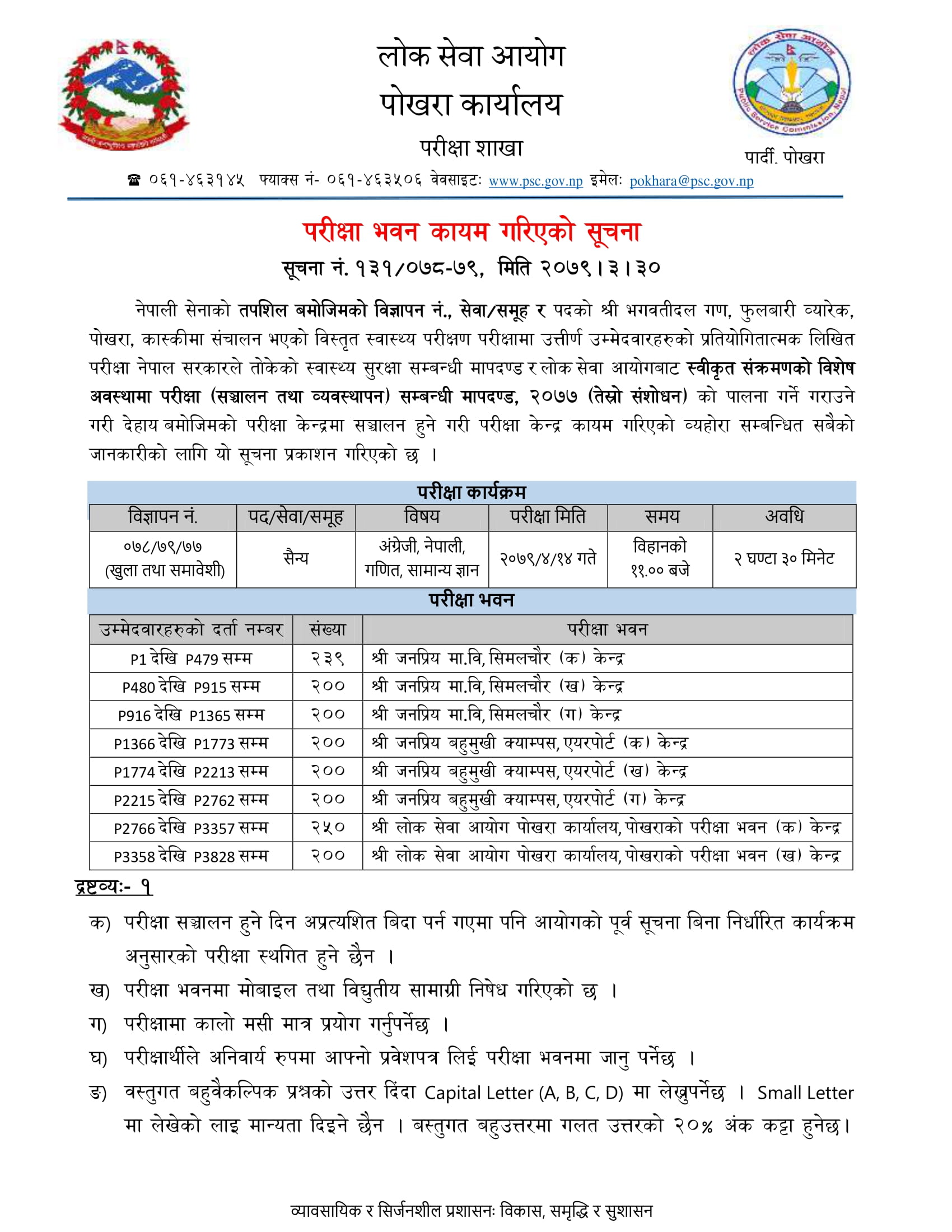 Nepal Army Written Exam Center Pokhara