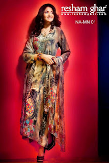 Latest Resham Ghar Digital Printed Suits 2013-2014 For Women