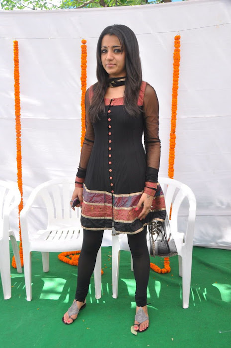 Smiling Trisha in Black Tranparent Churidar Leggings