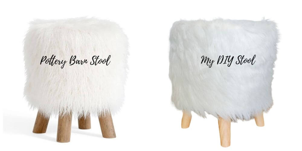 DIY Pottery Barn Fur Footstool Dupe