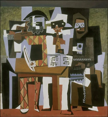 Nous autres musiciens (Three Musicians), oil on canvas, 204.5 x 188.3 cm, 1921, Philadelphia Museum of Art painting Pablo Picasso