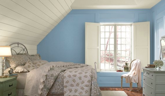 bedroom blue and white colours