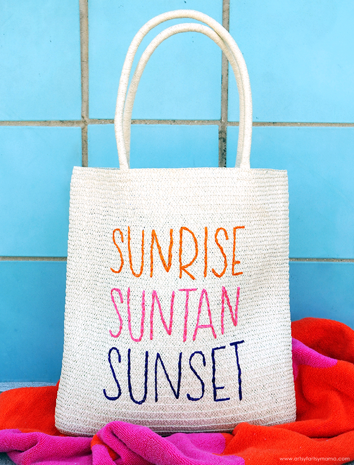 DIY Embroidered Beach Tote Bag