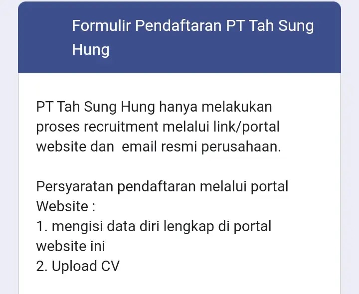 Loker PT. TSH Brebes