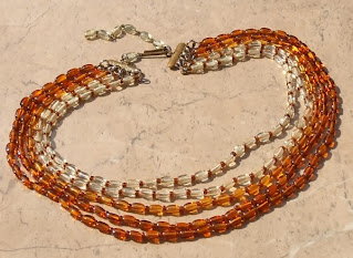 Amber glass beaded necklace