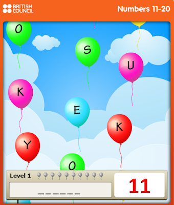 http://learnenglishkids.britishcouncil.org/en/word-games/balloon-burst/numbers-11-20