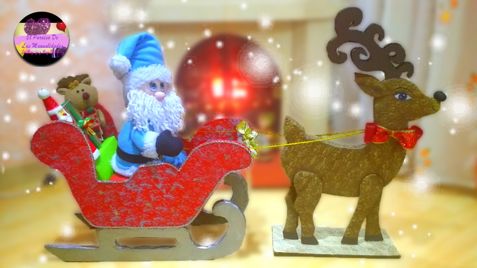 Haz tu propio trineo con papa noel y su reno para esta navidad