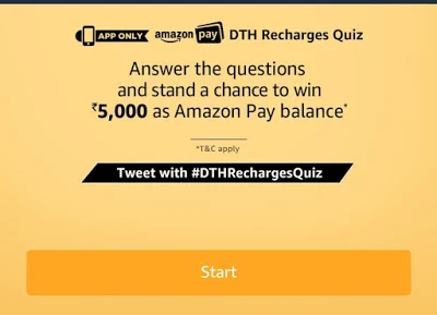 Amazon DTH Recharges Quiz – Answer & win Rs 5000