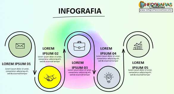 Plantilla ppt infografía en horizontal con colores pasteles