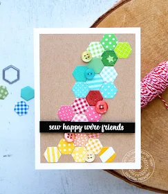 Sunny Studio Stamps: Quilted Hexagons Focus On Dies Friendship Card by Vanessa Menhorn
