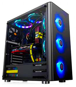 Thermaltake V200 Tempered Glass RGB Edition 12V MB Sync Capable ATX Mid-Tower Chassis with 3 120mm 12V RGB Fan + 1 Black 120mm Rear Fan Pre-Installed CA-1K8-00M1WN-01