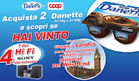 Logo Danette e Coop in Musica e vinci Micro Hi-Fi Sony e viaggio a Londra