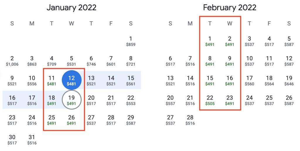 Cheapest Days to Fly 2022: Winter