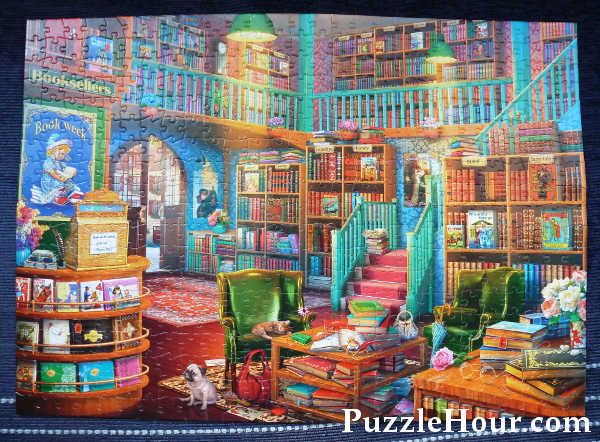 Buffalo Games completed corner bookstore book store bookshop books shop colourful vibrant jigsaw puzzle theme