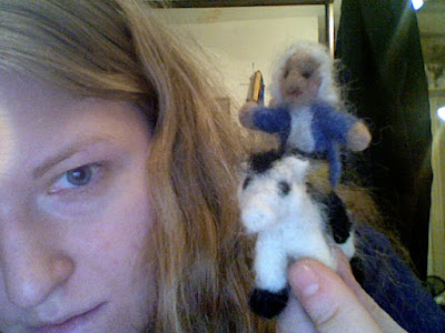 tiny felt George Washington and his tiny white felt horse