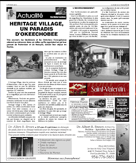 Article dans le Soleil de la Floride sur le parc Heritage Village