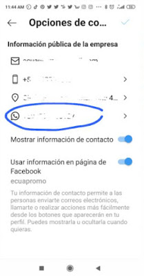 Y listo ya habras activado la opción del botón de Whatsapp en Instagram.