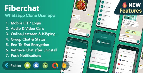 Fiberchat v1.0.33 – Whatsapp Clone Full Chat & Call App | Android & iOSFlutter Chat app