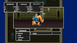 The party battles Atlas, a boss monster in Dragon Quest II.