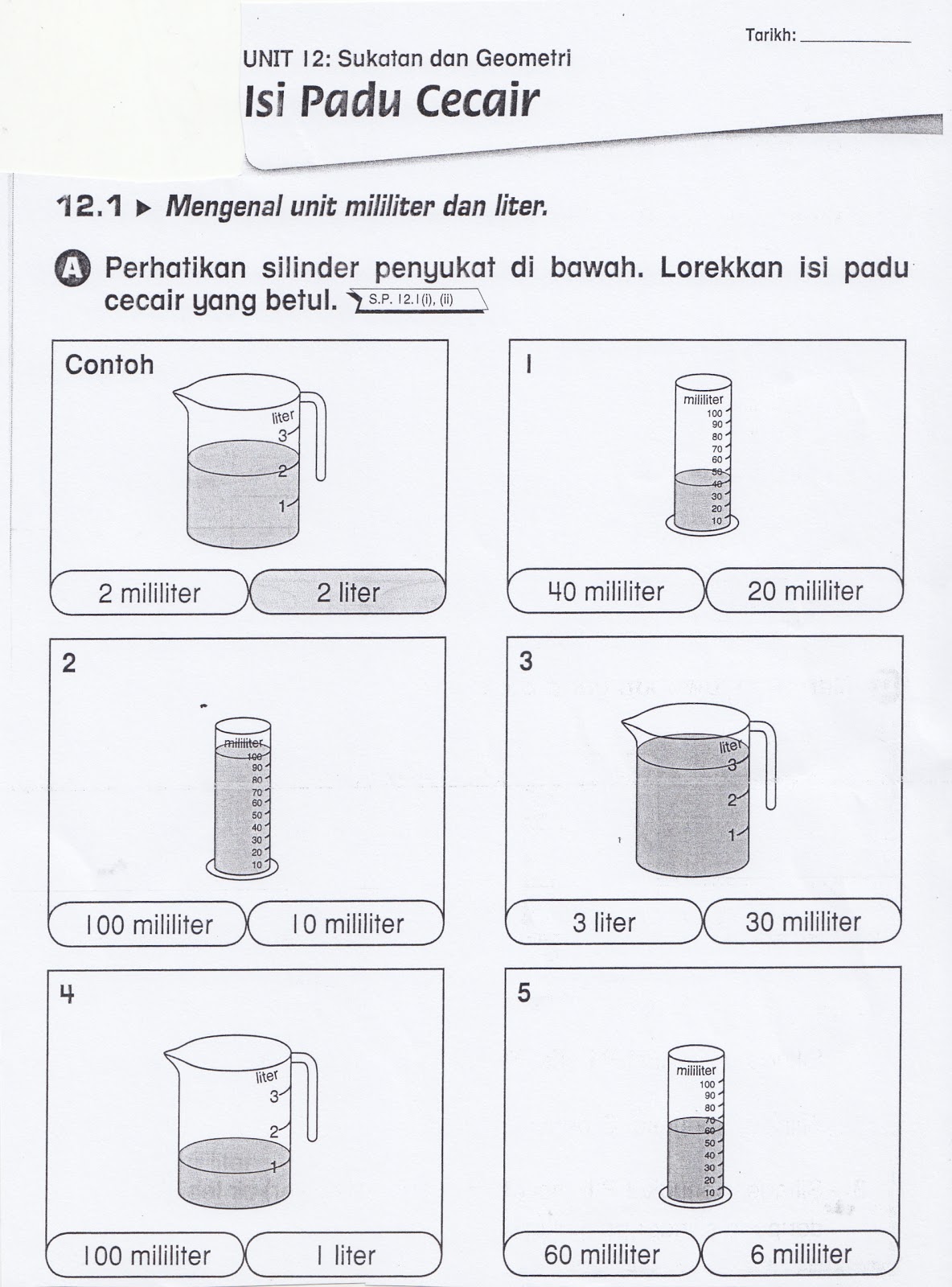 SUDUT MATEMATIK: Lembaran Kerja 10 ( Isi Padu Cecair )