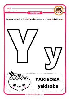 LETRA Y: Atividades de alfabeto para homeschooling. atividade letra bastão maiúscula para imprimir