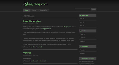 Blogger Template BT Dark Green BT Dark Gren Preview