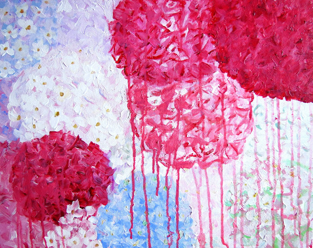 jennifer latimer artist art painting pink hydrangeas