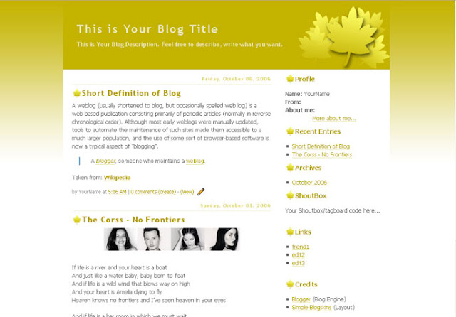 Gold Maple - Simple Blogger Template