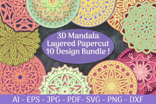3D Mandala Layered Papercut SVG DXF Bund SVG
