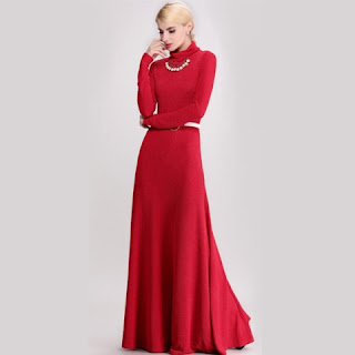Model Baju Dress Panjang Merah
